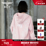 BOY LONDON【灿若繁星】春情侣风外套潮牌刺绣开衫连帽卫衣N06904 粉色七彩翅膀 XL