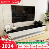 古宜升降茶几客厅折叠茶几烤漆多功能储物凳折叠饭桌小户型伸缩餐桌子 黑色电视柜【1.8米】