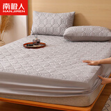 南极人（Nanjiren）夹棉防水床笠罩全包床笠1.8米x2米床套罩全棉床笠1.5x2床垫保护套 四叶草-烟灰 【夹棉防水款】 三件套： 150cm*200cm 床笠+枕套2只