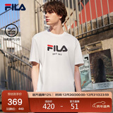 FILA 斐乐官方男女同款针织T恤2025年夏季纯棉宽松休闲情侣短袖t恤