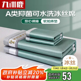九洲鹿A类抗菌凉席冰丝席夏季凉感席子软席两件套1.2*2米【可折叠】