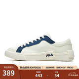 FILA FUSION斐乐男鞋POP帆布鞋潮牌男子潮流板鞋街拍运动休闲鞋男 奶白/徽章蓝-GB 43