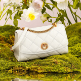 金利来女包新款斜挎包休闲邮差百搭时尚小单肩包手机包新年礼物 白色