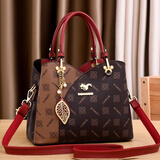 生日礼物送妈妈包包女包大容量手提包女士包50岁通勤单肩斜挎包女 咖啡红大号（送丝巾+挂件）