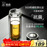 希诺（heenoor）双层玻璃杯男士办公泡茶杯送礼耐高温大容量水杯中秋节礼物礼盒 升级-抗菌版360ml