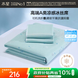 水星家纺冰丝凉席可机洗凉席冰丝席子1.8x2米软凉席可折叠三件套床笠款