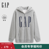 GAP男女装2025秋季新款logo印花抓绒宽松运动连帽衫卫衣786920 灰色 M (170/92A)亚洲尺码【偏大,建议拍小一码】