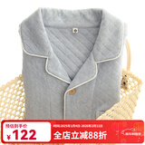 富朵秋冬情侣睡衣空气棉加厚夹层冬天男士加棉薄夹棉保暖家居服 男款 蓝色 2XL