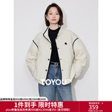 初语两面穿灯芯绒立领棉服女新款冬季小个子宽松棉衣外套 杏色 S