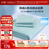 水星家纺冰丝凉席可机洗凉席冰丝席子1.8x2米软凉席可折叠三件套床笠款