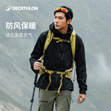 迪卡侬户外休闲衣户外徒步软壳衣防泼水加绒冲锋衣内胆新款MT500男款 经典黑 L