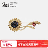 She's茜子梵高向日葵手工钉珠复古瓢虫胸针高档胸花新年礼物送女友