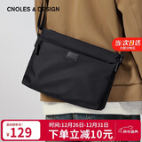 蔻一（Cnoles）男士单肩包斜挎男包横款背包休闲百搭轻便牛津帆布11英寸ipad大容量包包生日礼物送爸爸男朋友老公实用 黑色