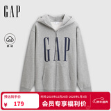 GAP男女装2025秋季新款logo印花抓绒宽松运动连帽衫卫衣786920 灰色 M (170/92A)亚洲尺码【偏大,建议拍小一码】