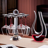 青苹果水晶玻璃红酒杯醒酒器杯架套装8件套 红领结奢华葡萄酒杯高脚杯