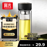 富光 男女士双层玻璃杯 水杯 支持团购定制 304杯子泡茶杯400ML黑