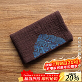 容山堂和幸棉麻茶布茶巾吸水加厚养壶巾干泡茶席桌旗茶具配件布垫茶水巾 四层祥云棉麻茶巾-乌木檀