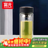 富光男女士双层玻璃杯 高硼硅玻璃304茶隔水杯子 带茶隔泡茶杯500ml