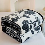 善秋家纺亲肤牛奶绒印花毛毯冬季加厚加绒午睡毯子家用沙发多功能披肩盖毯 水墨画【加厚保暖 双面暖绒】 200*230cm【毛毯单件】