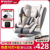Heekin德国 儿童安全座椅汽车用0-4-12岁婴儿宝宝360度旋转ISOFIX硬接口 时尚灰(ISOFIX+360度旋转)