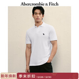Abercrombie & Fitch【经典POLO】小麋鹿图案男装25夏季美式通勤短袖T恤 白色 XL (180/116A)