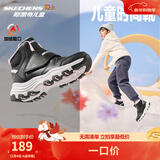 Skechers斯凯奇儿童绒绒靴男女童冬季防滑儿童加绒运动鞋中帮棉靴302527L 女童-黑色-白色-粉红色-BKWP 35