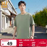361°运动短袖男女同款夏季透气宽松棉印花t恤休闲圆领上衣 地平线绿9115D L