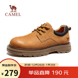 骆驼（CAMEL）低帮工装鞋秋季英伦皮革休闲男士马丁鞋 G15A076064 驼色 40