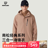 诺诗兰【南松】秋冬户外男士三合一冲锋衣防水耐磨特氟龙三防徒步登山服 明茶褐色 180