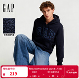 GAP男女装2025秋季新款LOGO仿羊羔绒宽松连帽衫卫衣美版 海军蓝 XL 美码  2XL亚洲码185/108A