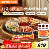 苏泊尔（SUPOR）暖菜板 家用热菜板饭菜保温板 烘干发酵解冻加热 80CM圆形加热菜板 可旋转餐桌转盘 BZ80RH851J