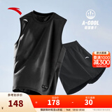 安踏（ANTA）速干背心丨男透气运动跑步2025秋季健身无袖上衣晨练服篮球坎肩 【背心+裤子】黑黑 2XL (185) 建议160-170斤