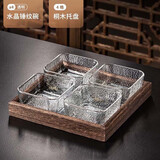 青苹果新年礼物果盘家用客厅干果零食摆放盘小吃盘锤纹碗x4+四格桐木盘