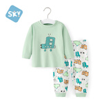 舒贝怡婴儿衣服儿童内衣套装纯棉春秋睡衣宝宝秋衣秋裤分体家居服绿90