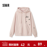 森马（Semir）[商场同款]中国国家地理系列卫衣女图案2024新款加绒宽松冬装 橡皮粉61214 M
