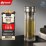 孔雀（Peacock）纯钛玻璃杯茶水分离杯子双层玻璃钛杯户外高档水杯