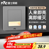 雷士（NVC）地脚灯人体感应智能雷达小夜灯地脚灯86嵌入过道走廊灯 银灰款