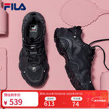 斐乐猫爪鞋女鞋老爹鞋休闲鞋女休闲复古厚底运动鞋 猫爪四代-黑BK 38
