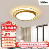 HD客厅吸顶灯吊灯北欧轻奢卧室餐厅主卧灯高级房间灯包安装灯具套餐 金色双圆/55W/三色调光/40*6cm