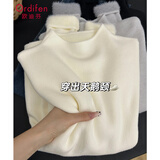 Ordifen半高领打底衫女内搭可外穿洋气秋冬软糯长袖高级叠穿加绒加厚毛衣