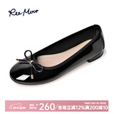 reemoor睿慕单鞋2025秋冬低跟圆头平跟浅口女鞋低帮软底纯色单鞋子 亮黑色 37