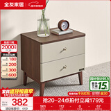 全友家居新中式家具主卧室实木高脚床双人大床高箱床软包床款 床头柜*1 1.8x2米