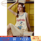 果壳（Gukoo）睡裙女士夏季睡衣女无袖防走光无袖纯棉可外穿运动风连衣裙B 唐老鸭背心裙 M