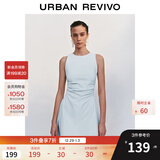 UR2025春季新款女摩登气质褶皱收腰显瘦无袖连衣裙UYY750030 淡蓝 M