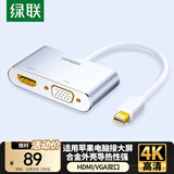 绿联Mini DP转HDMI/VGA转换器线4K迷你DP雷电2拓展坞转接头 适用苹果微软电脑接显示器投影仪 20421