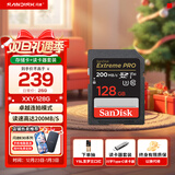 闪迪相机卡 4K高清SD卡 UHS-I微单存储卡微单反摄像储存大卡内存sd卡内存卡 128G标配+川宇Type-C读卡器价值14.9元