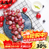 美浓烧 日本进口陶瓷盘子创意餐具日式菜盘碟子家用饺子寿司深盘水果盘 五件套 五个不同花色 8英寸