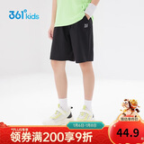 361°儿童短裤夏季男女童3-12岁透气运动裤梭织五分裤 黑 170