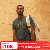 AKSERIESAK男装复古AK字母经典晕染印花亲肤舒适圆领休闲短袖T恤男1700083 青灰 M 