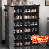 安尔雅超薄鞋柜门口简易鞋架玄关多层防尘收纳架树脂组装柜 双列6层